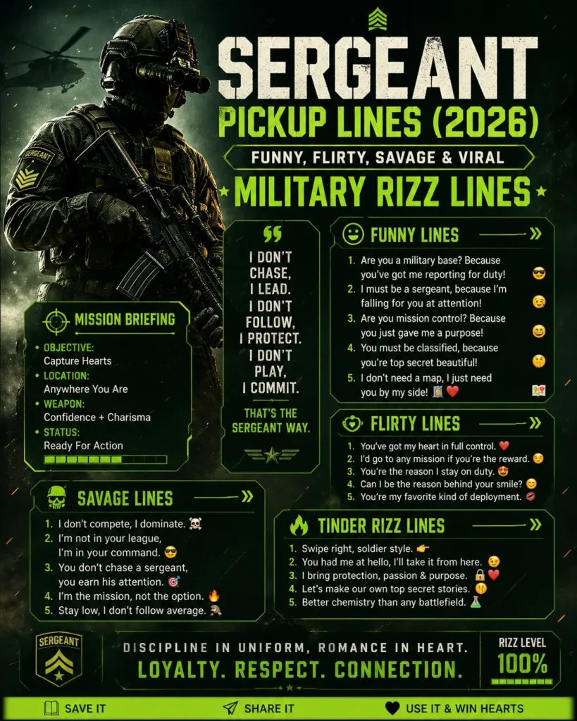 Sergeant Pickup Lines